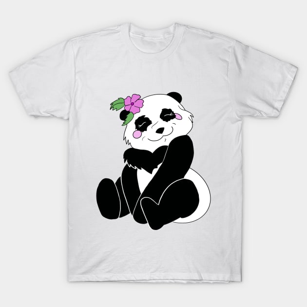 Panda with Flower T-Shirt by Mamma Panda1